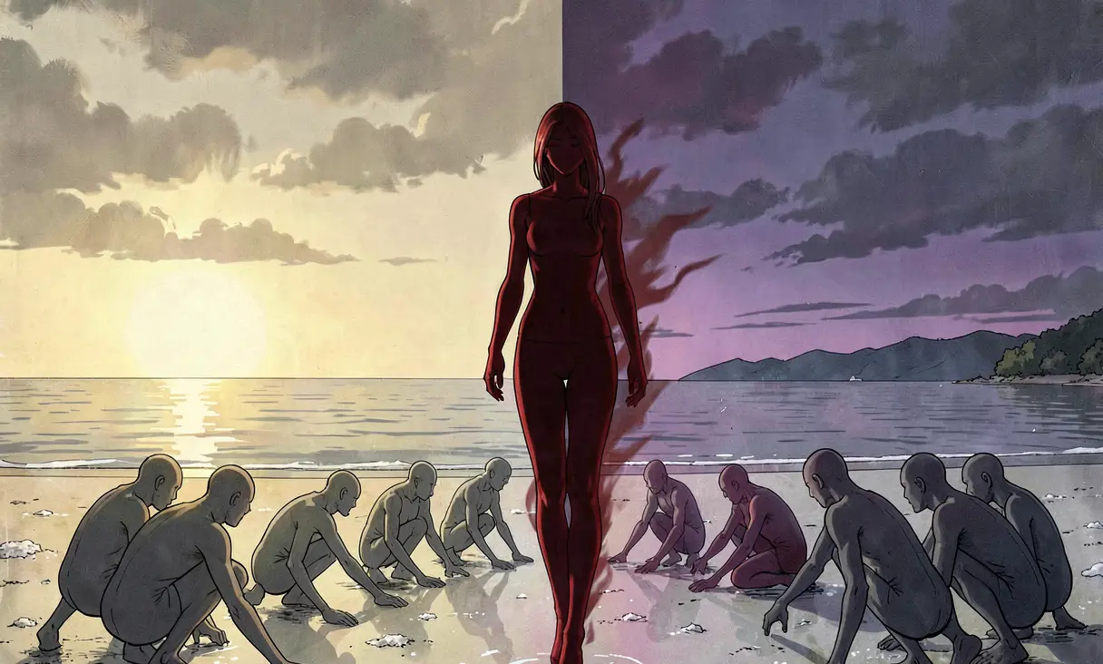 The Shadow Woman in Red